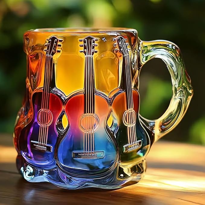 Rankų darbo puodelis su 3D gitaros menu